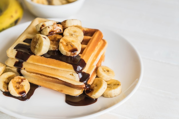 banana waffle with chocolate