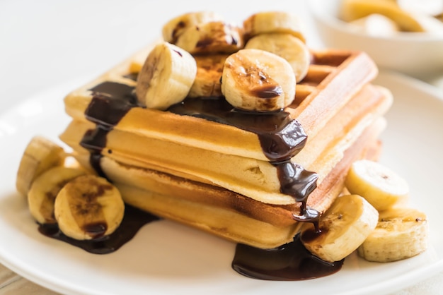 banana waffle with chocolate