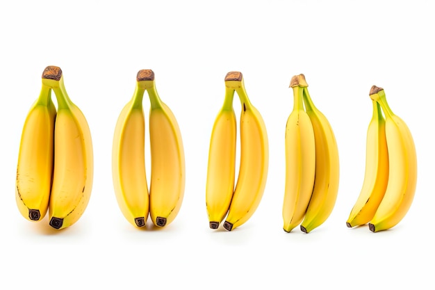 bananas isolated on white background Top view