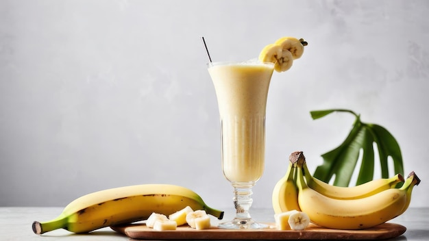 Bananas and a smoothie ready to be enjoyed