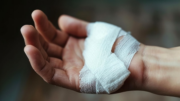 Photo bandaged fingers after a minor injury copy space