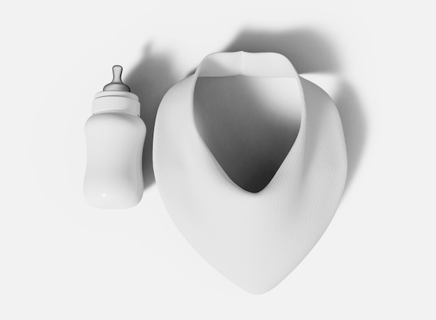 Bandan Bib with feeeding Bottle Mockup