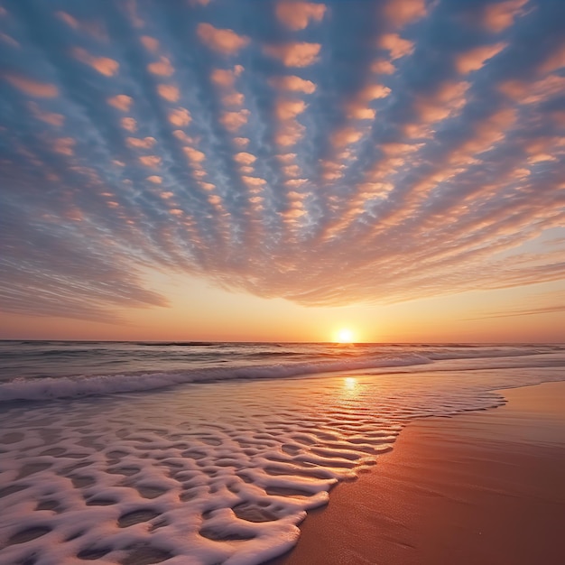 Bands of clouds rippled in the afternoon on the sea Created by ai generated