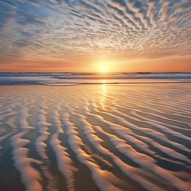 Bands of clouds rippled in the afternoon on the sea Created by ai generated