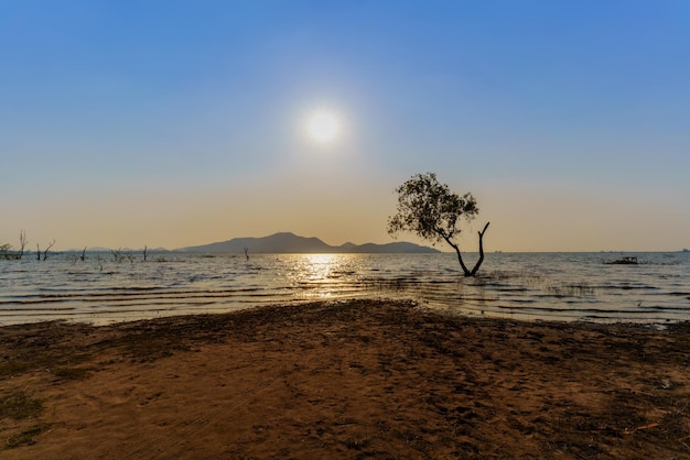 Bang Phra reservoir in twilight , Chon Buri , Thailand