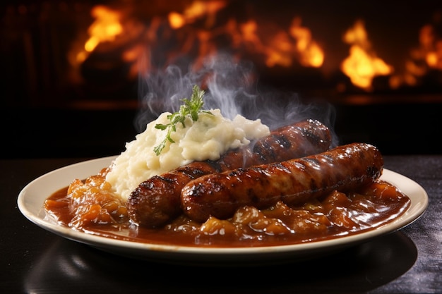 Photo bangers and mash with a side of joy yummy healthy eating bangers and mash food photography