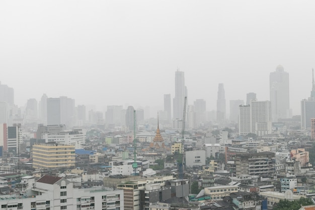 Bangkok city building in the raining day