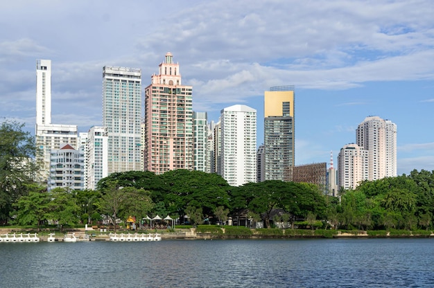 Bangkok city Cityscape downtown Business district urban area reflection landscape Bangkok Thailand