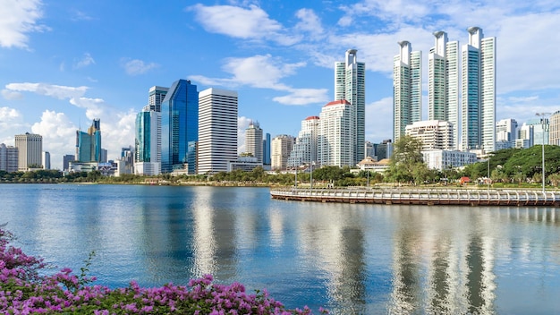 Bangkok city Cityscape downtown Business district urban area reflection landscape Bangkok Thailand