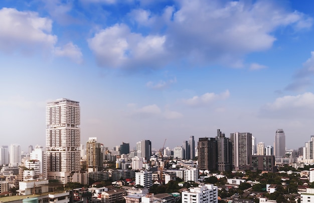 Bangkok cityscape with blue sky