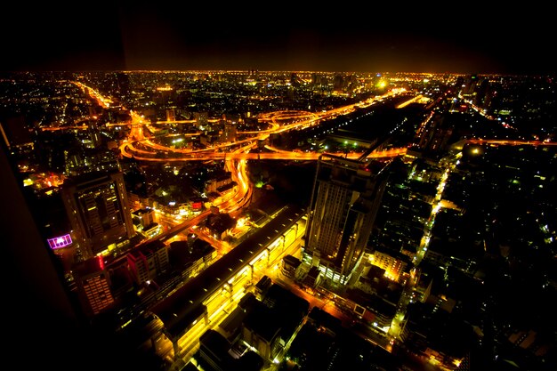 BANGKOK December 20 2013 Night view of Bangkok from a height of 50 floors of the hotel Bayok Sky Tower