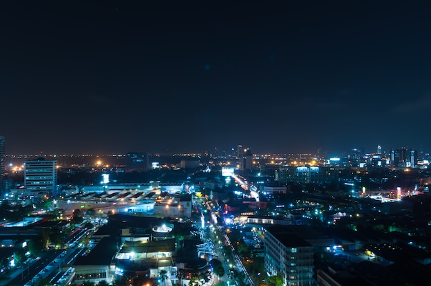 Bangkok night view with skyscraper 