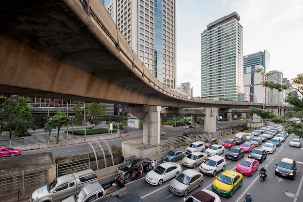 Bangkok, Thailand. Traffic jam on the sathorn road   