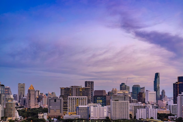 Bangkok urban cityscape skyline night scene