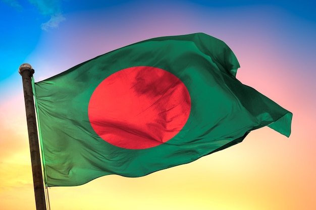 bangladesh country flag, 3d flag, and color background.