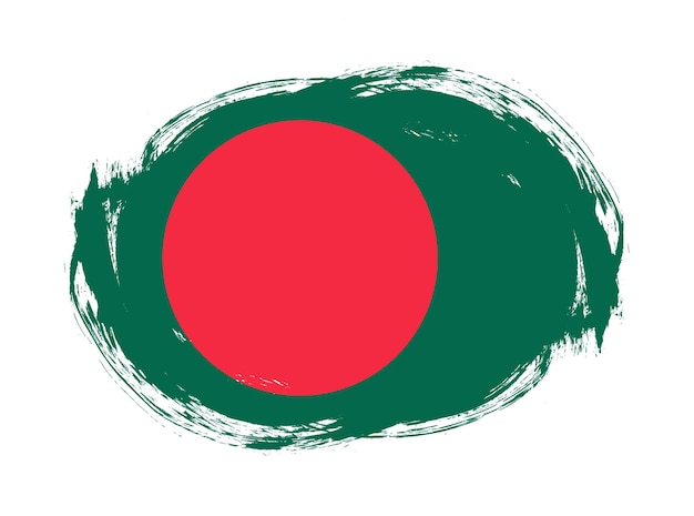 Bangladesh flag in rounded stroke brush background