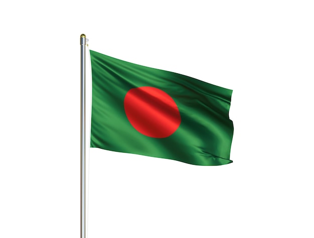 Bangladesh national flag waving in isolated white background Bangladesh flag 3D illustration