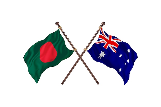 Bangladesh versus Australia Flags Background