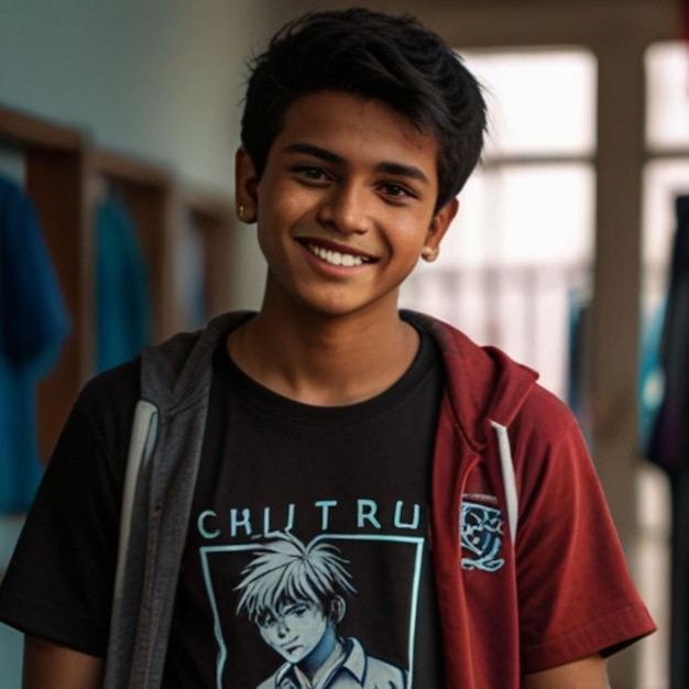 Bangladeshi beautiful happy boy wearing a tshirt