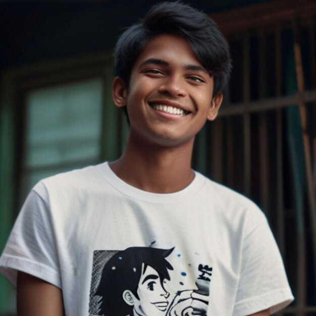 Bangladeshi beautiful happy boy wearing a tshirt