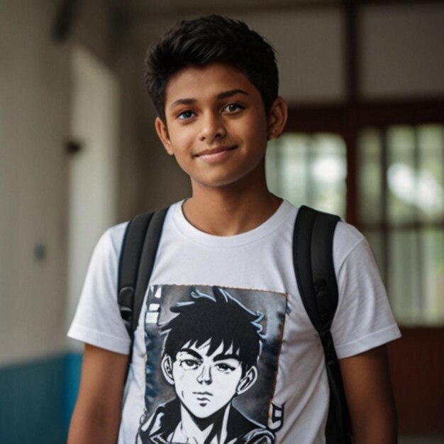 Bangladeshi beautiful happy boy wearing a tshirt