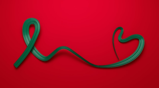 Bangladeshi flag heart shaped wavy ribbon 3d illustration