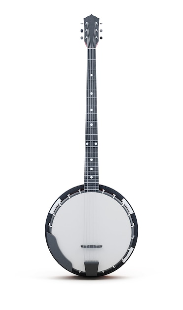 Banjo vertically isolated on a white background. 3d rendering.