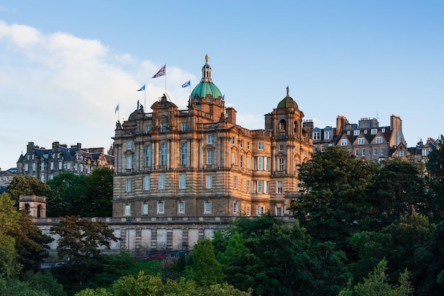 Bank building in Scotland beautiful architecture of Edinburgh cityscape