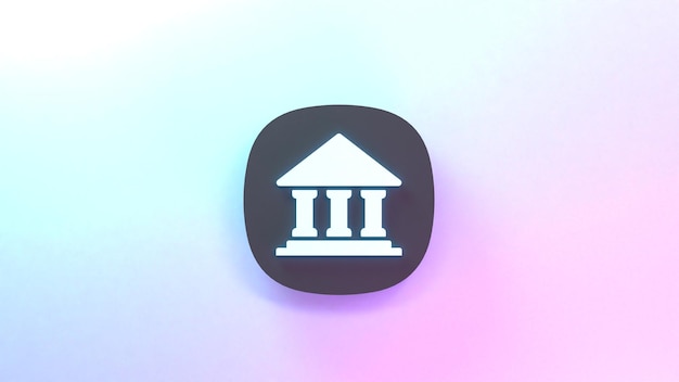 Bank icon 3d render illustration