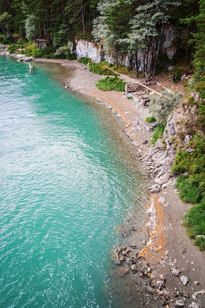 Bank of the Katun River aerial view