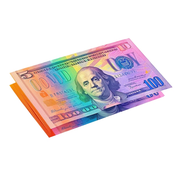 Banknote in 3D style trending color palette with Generative AI