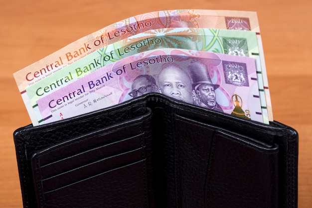 Banknotes of Lesotho in the black wallet