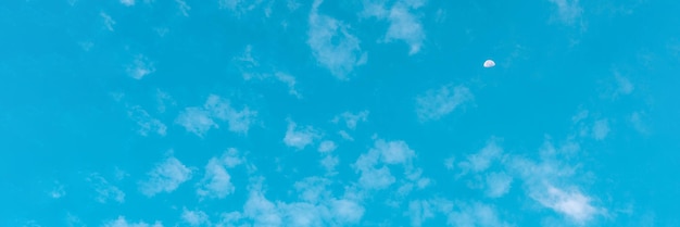 BANNER Atmosphere panorama white clouds azure blue sky Background summer open air tenderness freedom