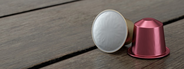 Banner coffee capsules with wooden.