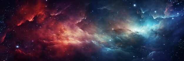 Banner colored nebula and open cluster of stars in the universe Elements of this image furnished