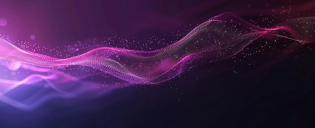 The banner copy space is filled with a purple pink glowing blurred abstract gradient wave on a black background with grainy noise texture