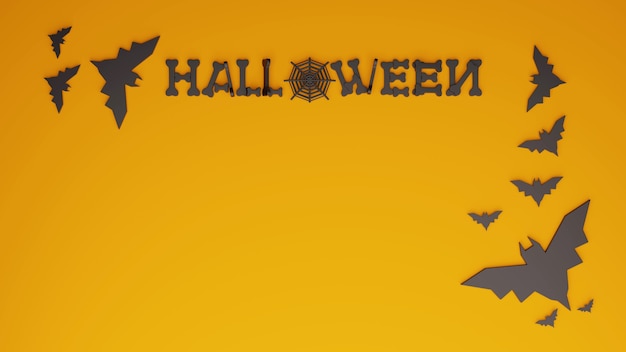 Banner design for Happy Halloween with Bats 3D rendering.