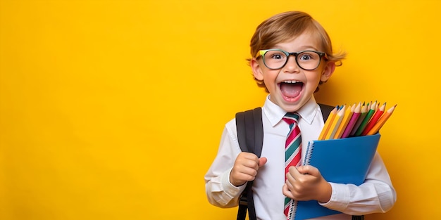 Banner emotional excited surprise face school