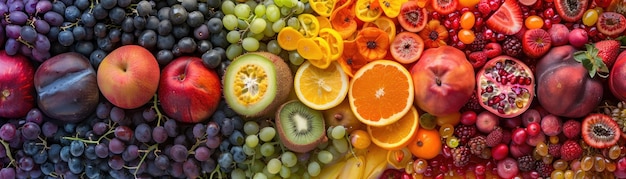 Banner of exotic fruits in a rainbow layout ideal for gourmet food markets Fresh appealing colorful