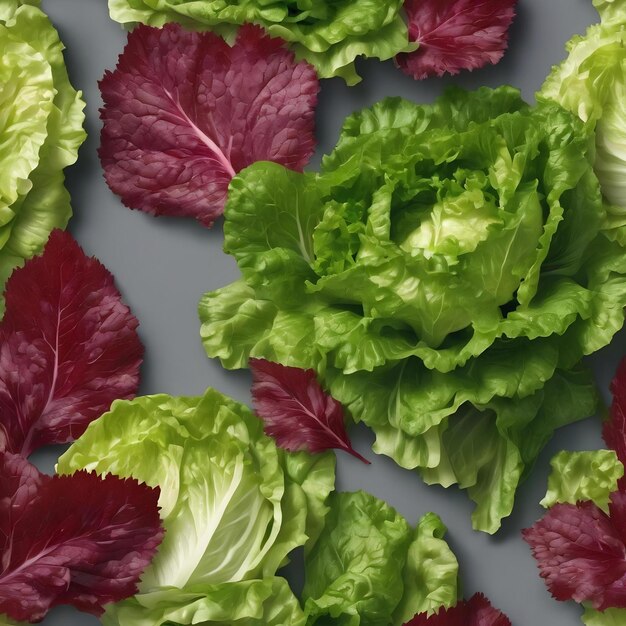 Banner of juicy leaves of lettuce isolated on gray background