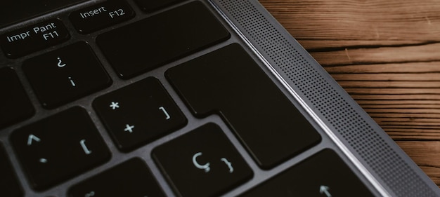 Banner of keyboard with blank button for mockup. Internet of things. Data information.