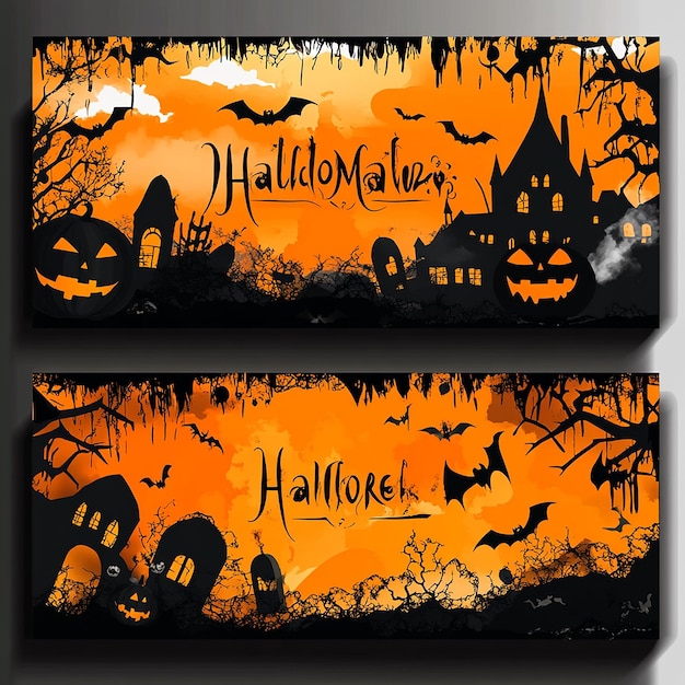 Photo banner layout for halloween party symbolizing ghost and haunted place