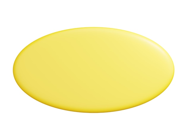 Banner plate 3d render oval shaped yellow plaque with empty space for text for promotion and advertising poster