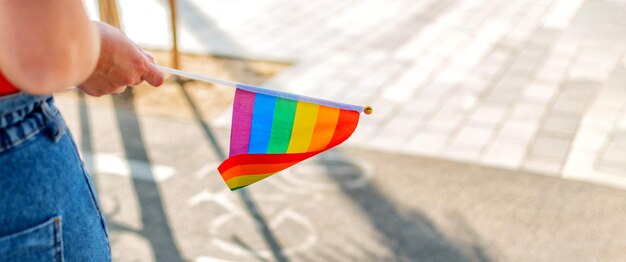 Banner of small rainbow pride flag