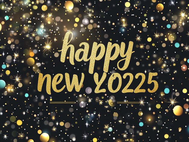 Photo banner to wish happy new year 2025 in gold