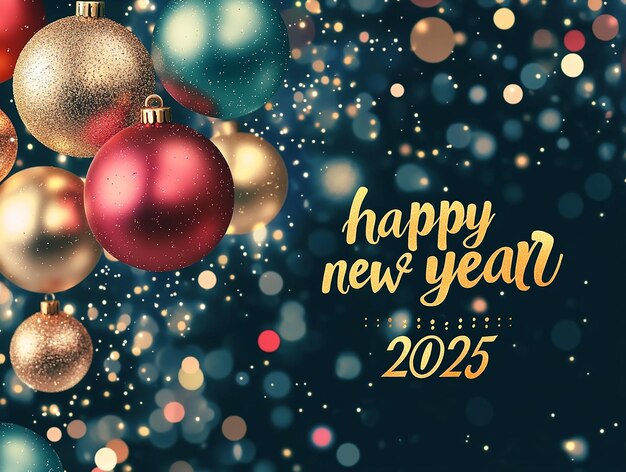 Photo banner to wish happy new year 2025 in gold