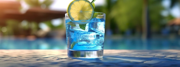 Banner with Blue Loguna cocktail