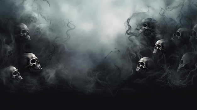 Banner with ghost skulls illustration horror background