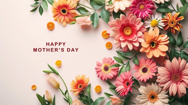 Banner with spring flowers and copy space Mothers day concept