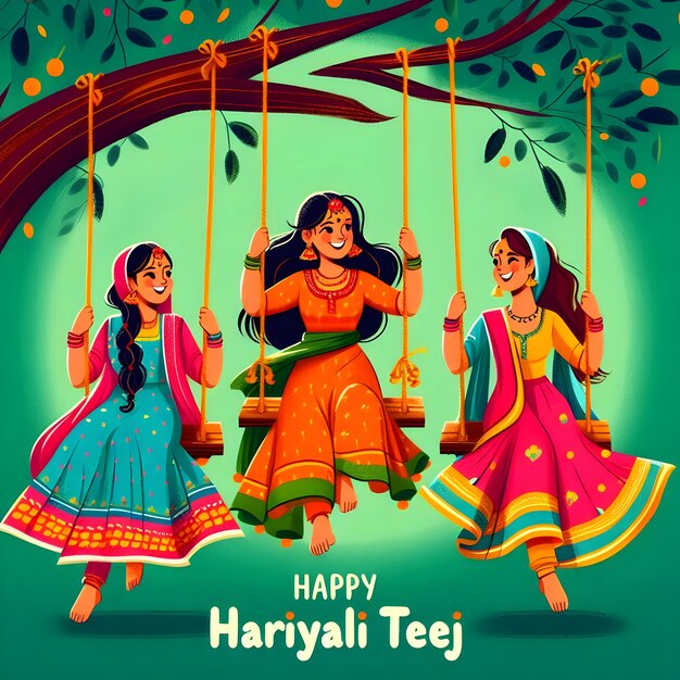 Photo a banners template of happy hariyali teej free